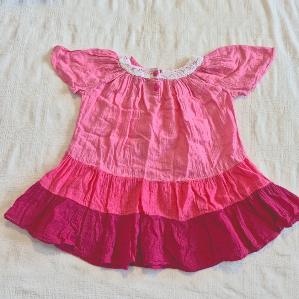 Pink Chicken Happy line 3 years Tunic gauze 3 shade pink dress, Play for defects